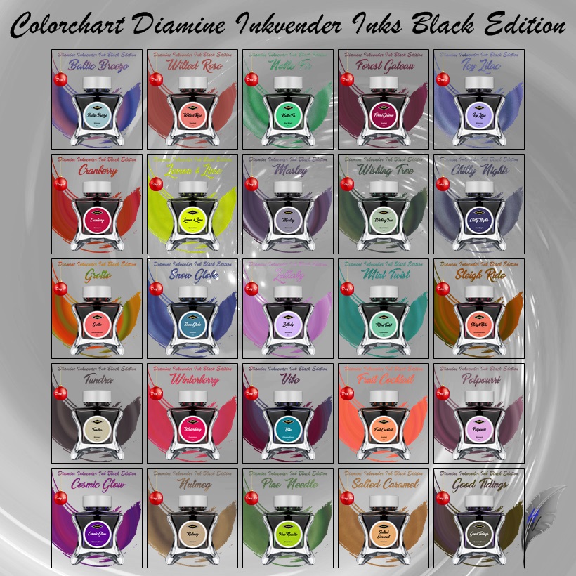Diamine Black Edition Colorchart
