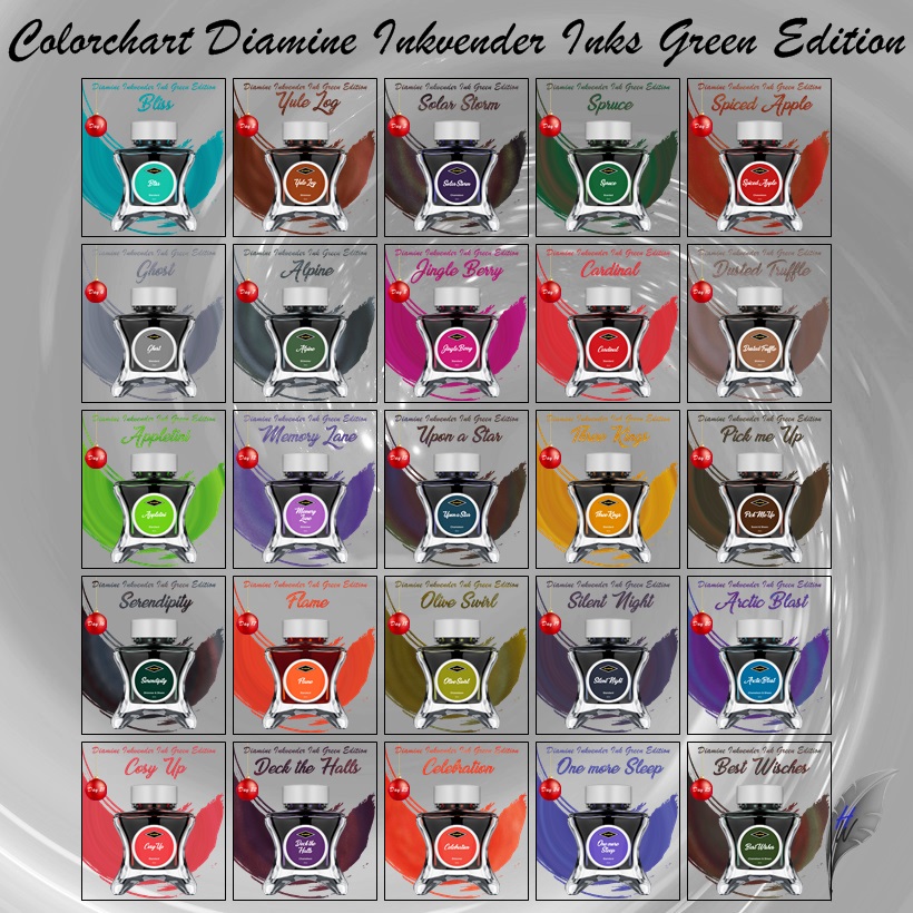 Diamine Green Edition Colorchart